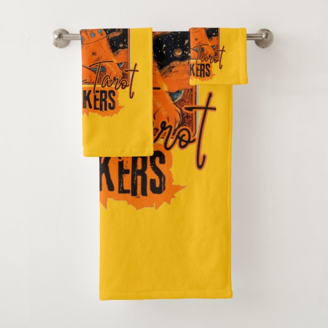 Conjunto De Toalhas Starry Tarot & Cat | Orange Feline Design (Insitu)