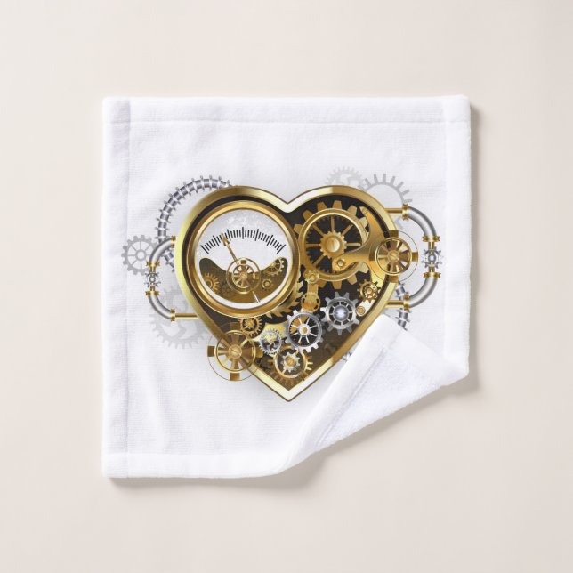 Conjunto De Toalhas Steampunk Heart with a Manometer (Pano de lavar)