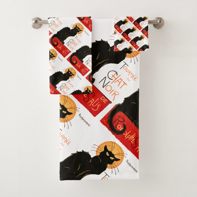 Conjunto De Toalhas Steinlen Black Cat Classic French Trabalho de arte (Insitu)