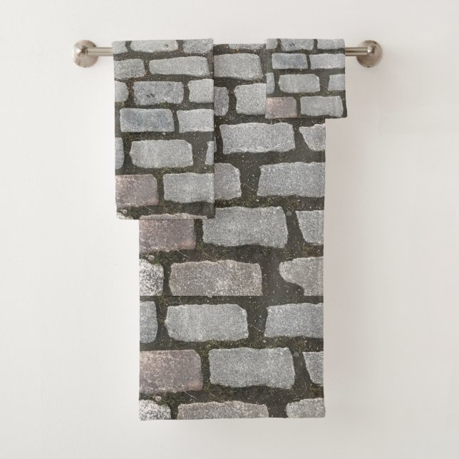 Conjunto De Toalhas Stone Pathway Cinza Cobblestone Street Sidewalk (Insitu)