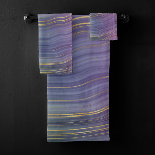 Conjunto De Toalhas Strata legal Belo Púrpura Azul e Agate Dourado
