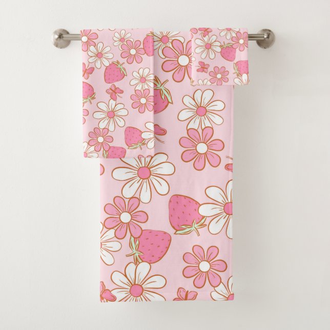 Conjunto De Toalhas Strawberry Daisy Pattern (Insitu)