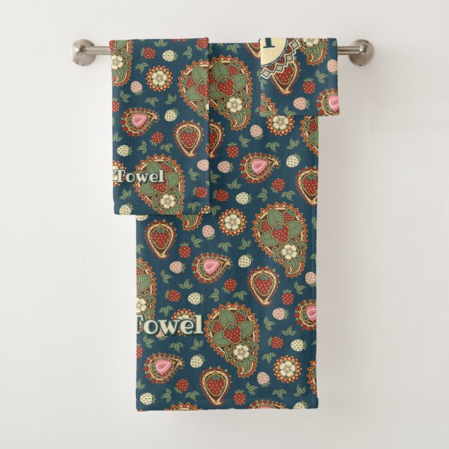 Conjunto De Toalhas Strawberry Paisley Patterley Bath Towel Set (Insitu)