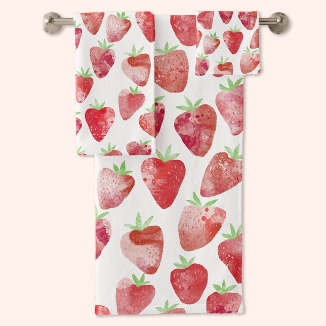 Conjunto De Toalhas Strawberry Watercolor (Criador carregado)