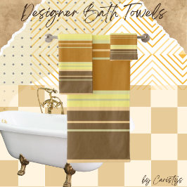 Conjunto De Toalhas Stripes Brown, Tan, Amarelo, Apricot