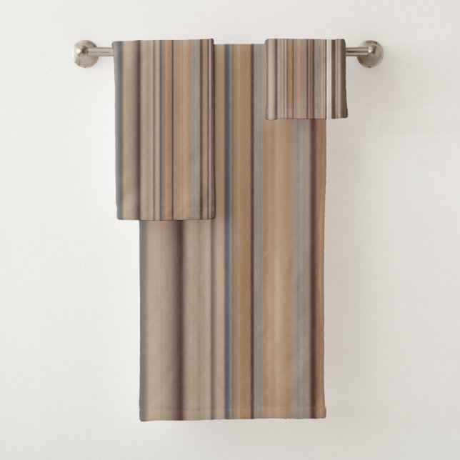 Conjunto De Toalhas Stripes Clássicas do Marrom Tan (Insitu)