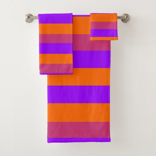 Conjunto De Toalhas Stripes de púrpura, laranja e rosa (Insitu)