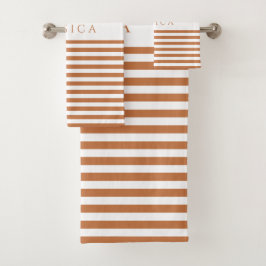 Conjunto De Toalhas Stripes de Terracotta Modernas Personalizadas