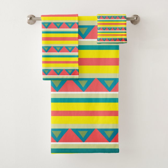 Conjunto De Toalhas Stripes e triângulos (Insitu)