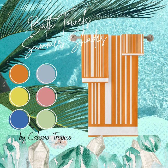 Conjunto De Toalhas Stripes Laranja e Branco (Criador carregado)