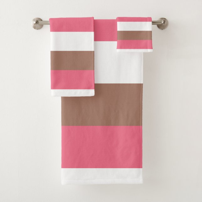 Conjunto De Toalhas Stripes Mocha Castanho Cor-de-Rosa Branco (Insitu)