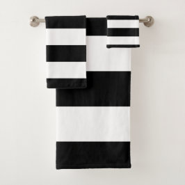 Conjunto De Toalhas Stripes Negras e Brancas, Padrões Strike, Linhas