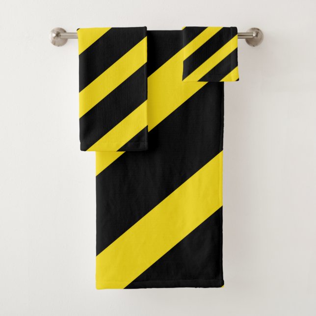 Conjunto De Toalhas Stripes Pretas e Amarelas Stripes (Insitu)