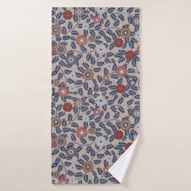 Conjunto De Toalhas Stunning Teal and Magenta Foliage Pattern  (Toalha de Banho)