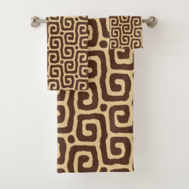 Conjunto De Toalhas stylish Beige &Brown Abstract Pattern 