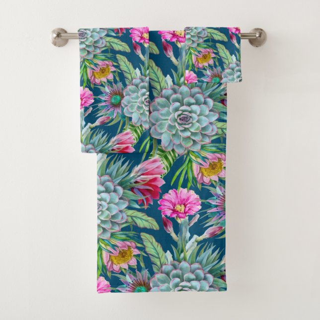 Conjunto De Toalhas Suculentes Echeveria Cactus Flowers Padrão (Insitu)