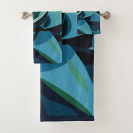 Conjunto De Toalhas Sucultivos De Cactus Agave Azul