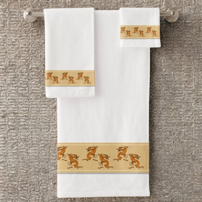 Conjunto De Toalhas Sudoeste Contra Músicos Kokopelli Dançantes (Three piece bathroom towel set )
