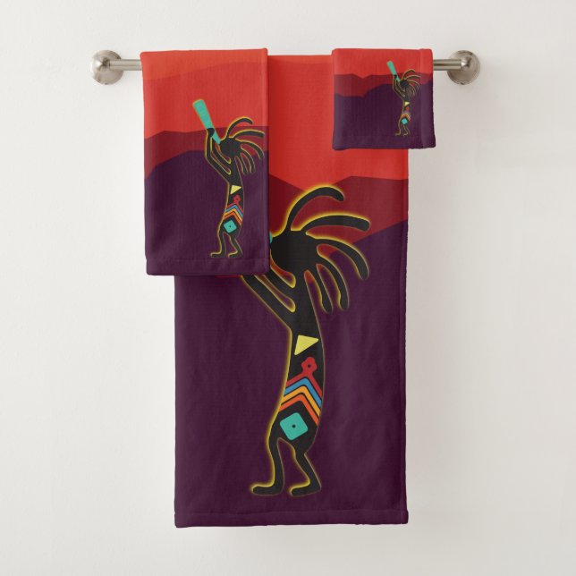 Conjunto De Toalhas Sudoeste de Kokopelli Bath Towel Set (Insitu)