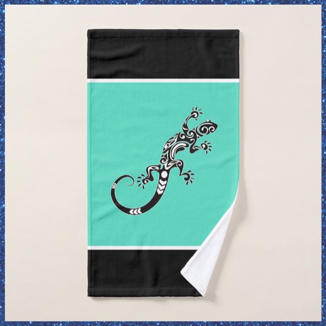 Conjunto De Toalhas Sudoeste do Mar Gecko Verde e Negro (Bookmark my store! https://www.zazzle.com/store/capricepetit)