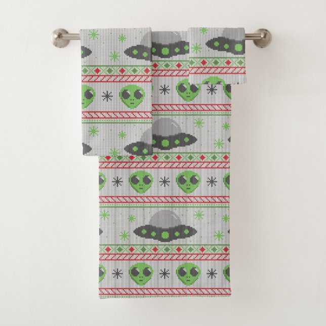Conjunto De Toalhas Suéter de Natal Feio alienígena (Insitu)