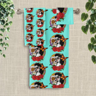 Conjunto De Toalhas Sugar Skulls Art Nouveau