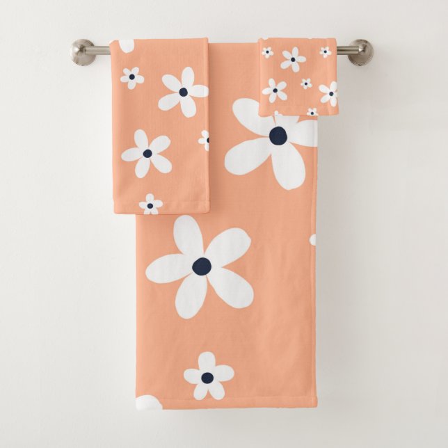 Conjunto De Toalhas Summer Boho White Daisy Flowers (Insitu)