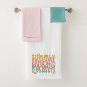Conjunto De Toalhas Summer Say Retro Beach Pôrs do sol De Café