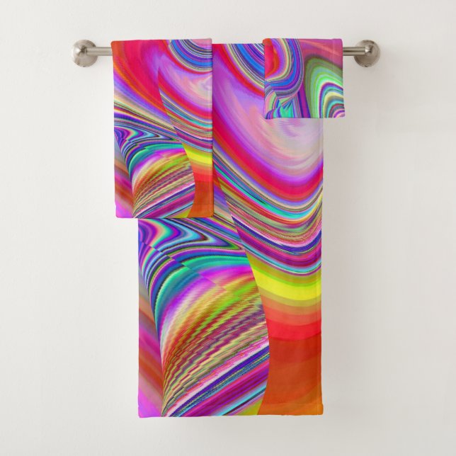 Conjunto De Toalhas Summerrainbow, Abstrato 3D Rainbowart (Insitu)