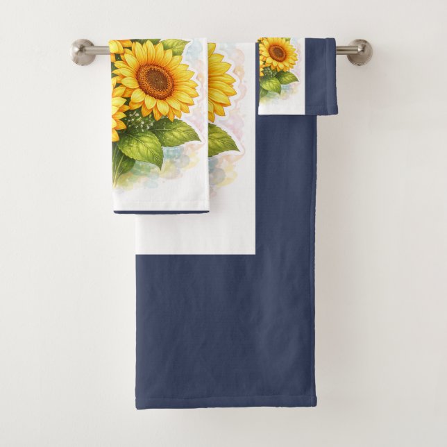 Conjunto De Toalhas Sunflower Bath Towel Set Watercolor (Insitu)