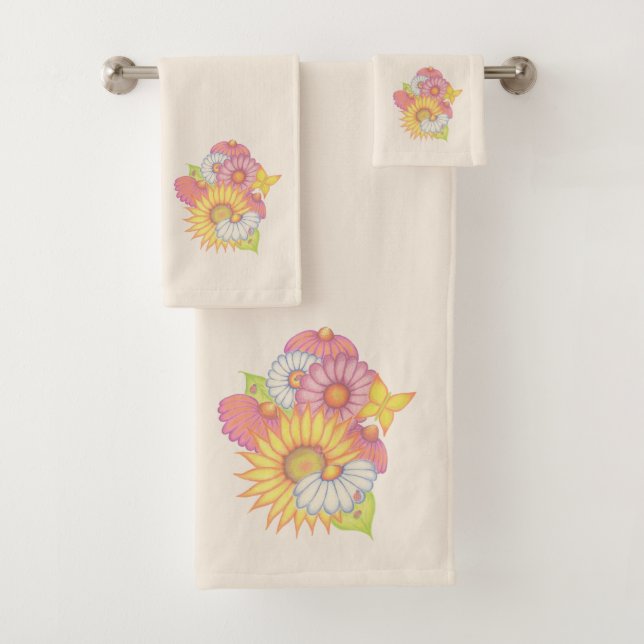 Conjunto De Toalhas Sunflower Daisy Towel Set (Insitu)