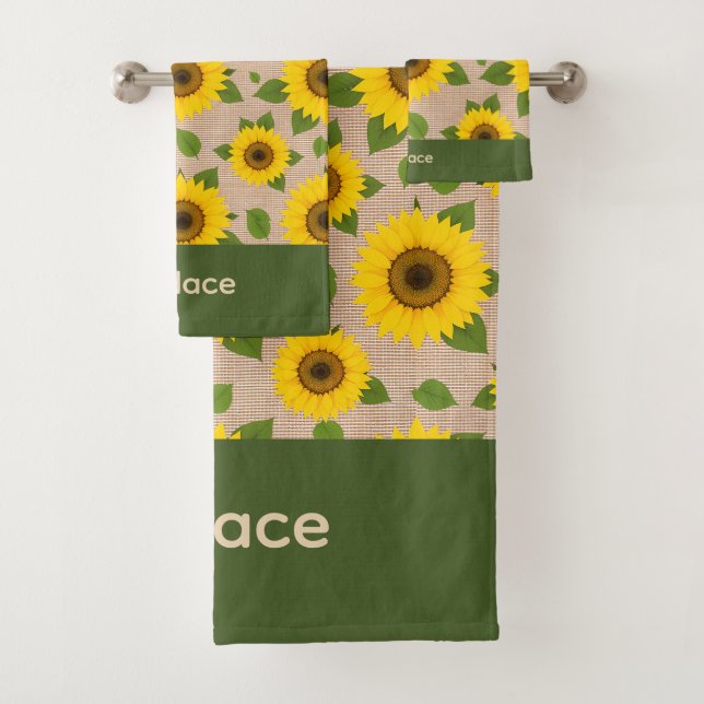 Conjunto De Toalhas Sunflowers on Burlap (Insitu)