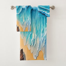 Conjunto De Toalhas Sunlit Beach Waves Design