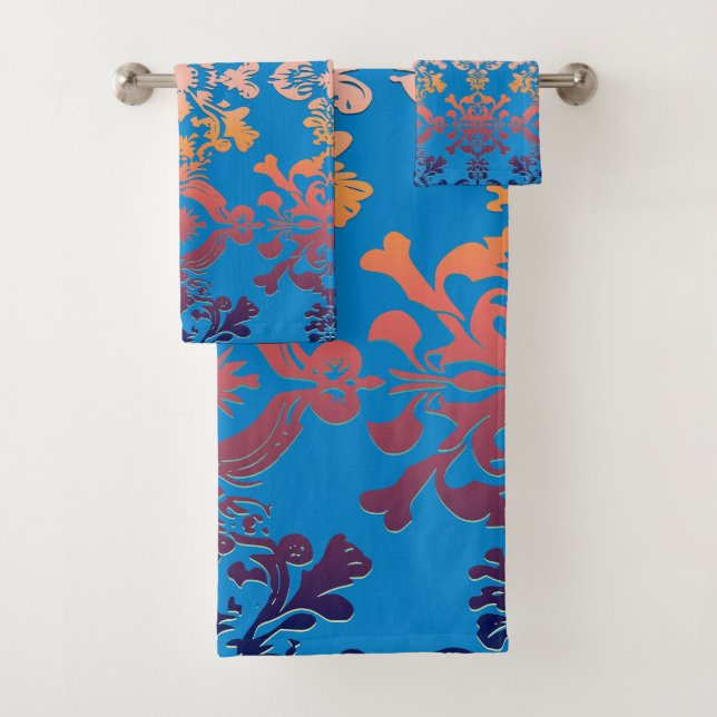 Conjunto De Toalhas Sunrise sobre Blue Sky Royal Damask (Insitu)
