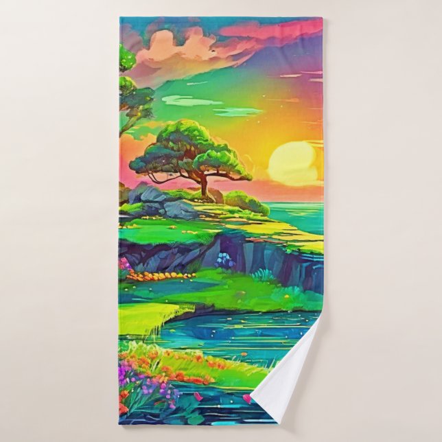 Conjunto De Toalhas Sunset Cliff Paradise Art (Toalha de Banho)