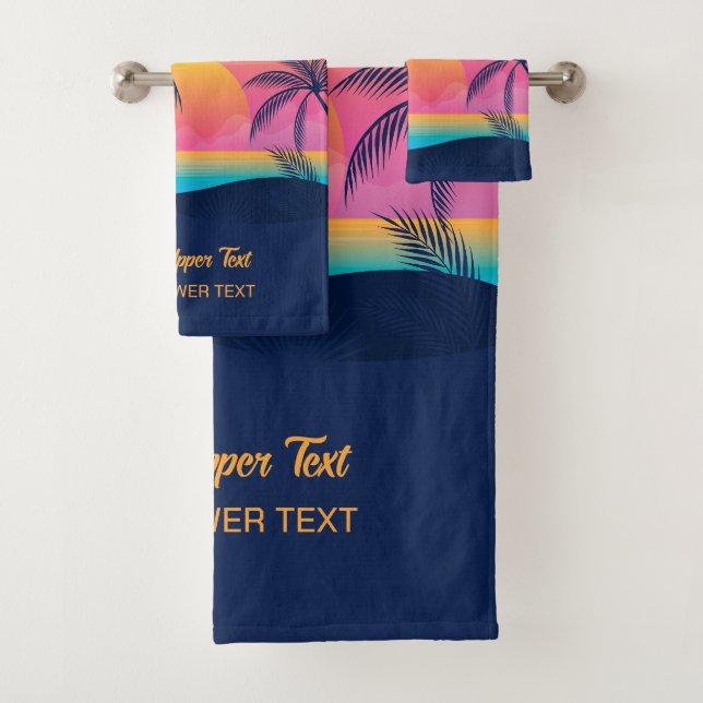 Conjunto De Toalhas Sunset da Ilha Tropical de Texto Personalizado (Insitu)