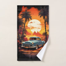 Sunset de carro vintage - Presente para os pavimen