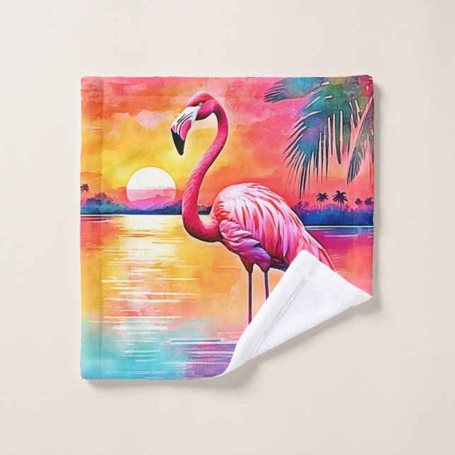 Conjunto De Toalhas Sunset Flamingo Art Design (Pano de lavar)