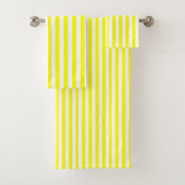 Conjunto De Toalhas Sunshine Yellow and White Striped