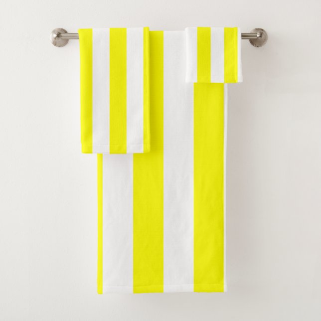 Conjunto De Toalhas Sunshine Yellow and White Striped Print (Insitu)