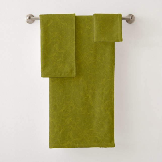 Conjunto De Toalhas Superfície verde oliva com padrão sutil de redemoi (Insitu)