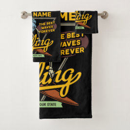 Conjunto De Toalhas Surfer de Ondas de Estrada de Esqueleto Personaliz