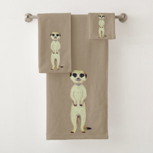 Conjunto De Toalhas Suricata em Bege Sortudo