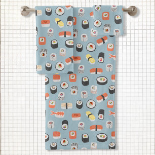 Conjunto De Toalhas Sushi Nigiri Maki Roll Pattern