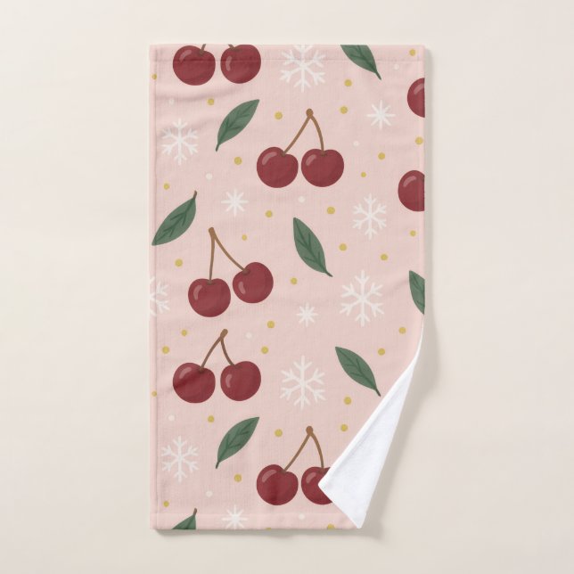 Conjunto De Toalhas 🍒🌸Sweet Cherry Blush Snow Collection (Toalha de mão)