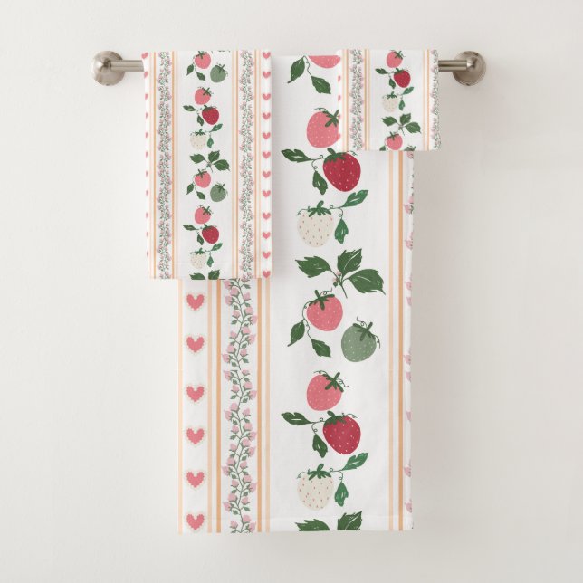 Conjunto De Toalhas Sweety beautiful retro strawberry heart (Insitu)