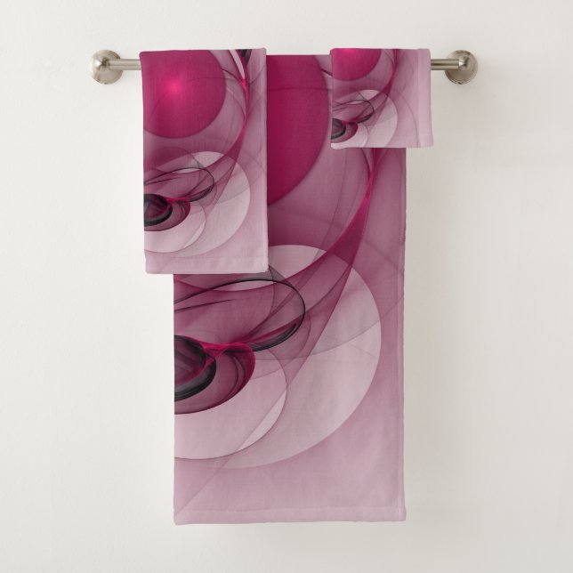 Conjunto De Toalhas Swing Fractal, Abstrato moderna, Arte Rosa Berry (Insitu)