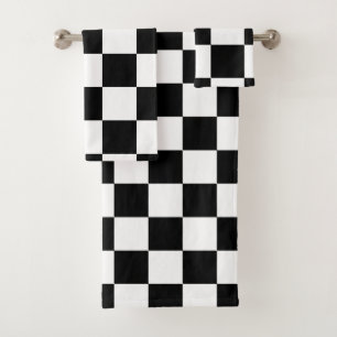 Conjunto De Toalhas Tabuleiro de damas preto e branco
