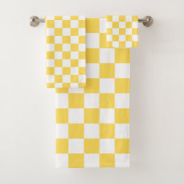 Conjunto De Toalhas Tabuleiro de xadrez amarelo visual clássico