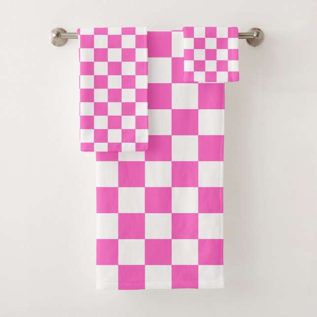 Conjunto De Toalhas Tabuleiro de xadrez rosa visual clássico (Insitu)